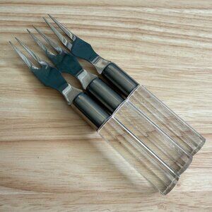 Vintage Rialto Octagonal Lucite Seafood Forks Japan Set Of 3 Stainless Steel Han
